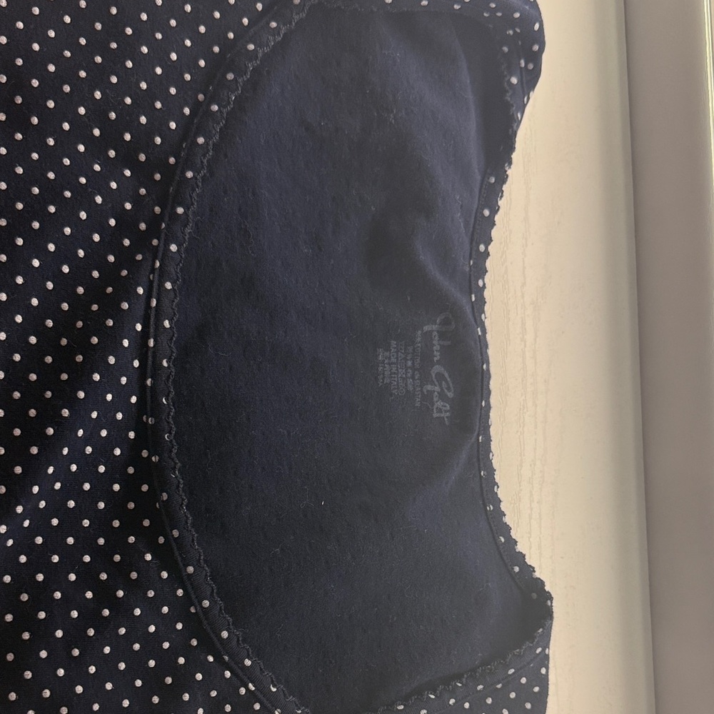 Brandy Melville Navy Polka Trim Scoop Neck Top